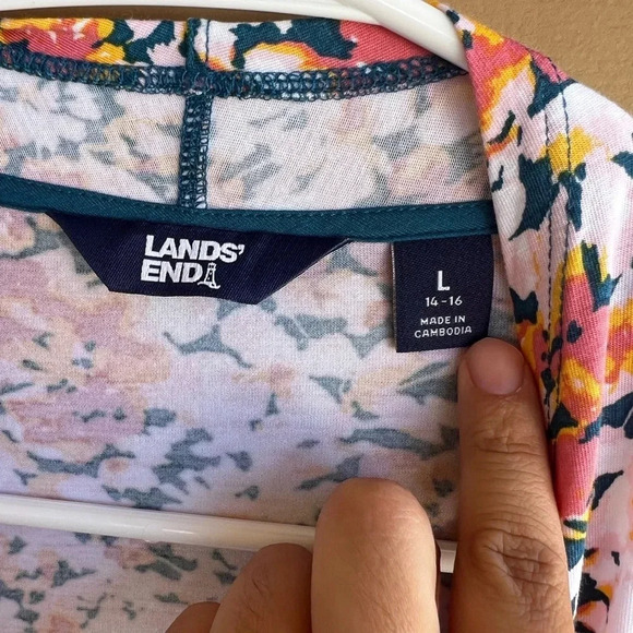 Lightweight Rayon Floral Duster Cardigan - Lands' Ends - Women's Size Large - Picture 2 of 5